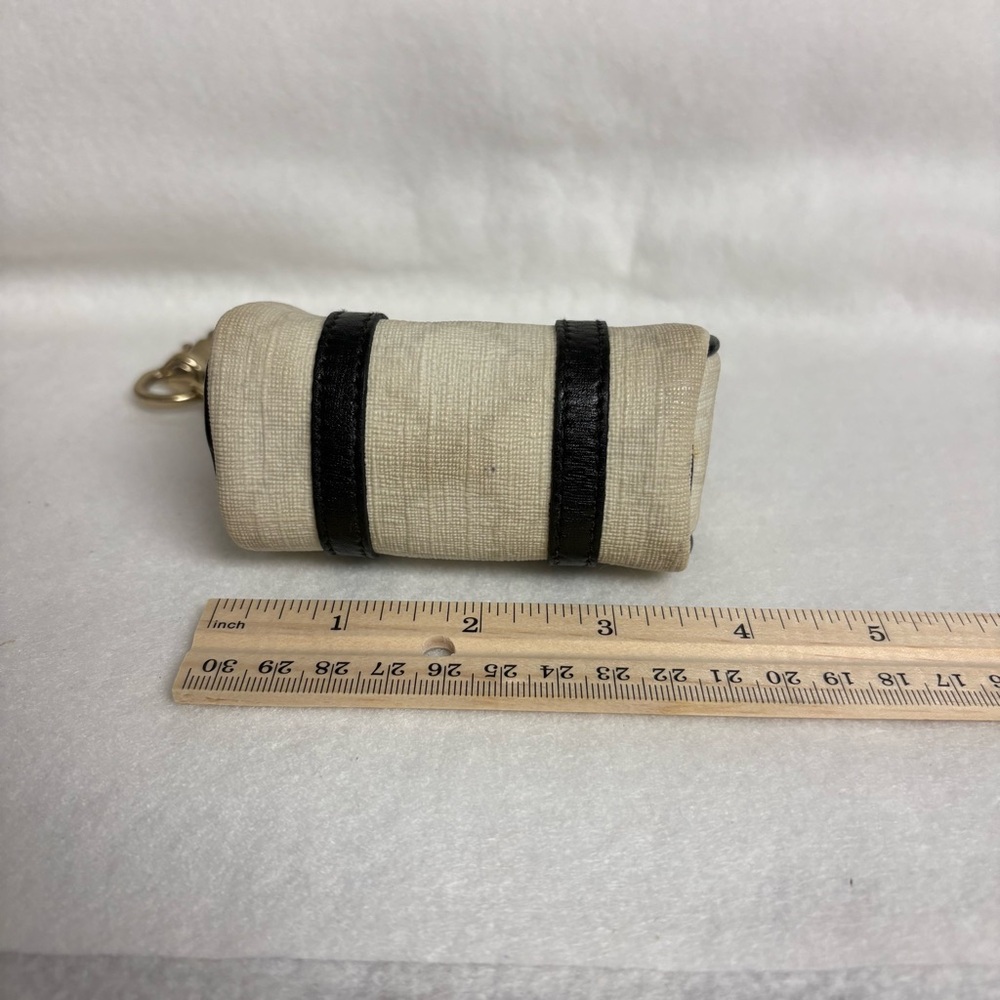 VTG GUCCI Mini Boston Bag Keychain Charm Zipper Clip Cream Black - Picture 5 of 14